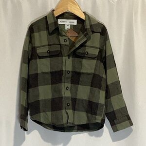 1750. Boys Old Navy Green & Black Plaid Flannel XS/5 EUC